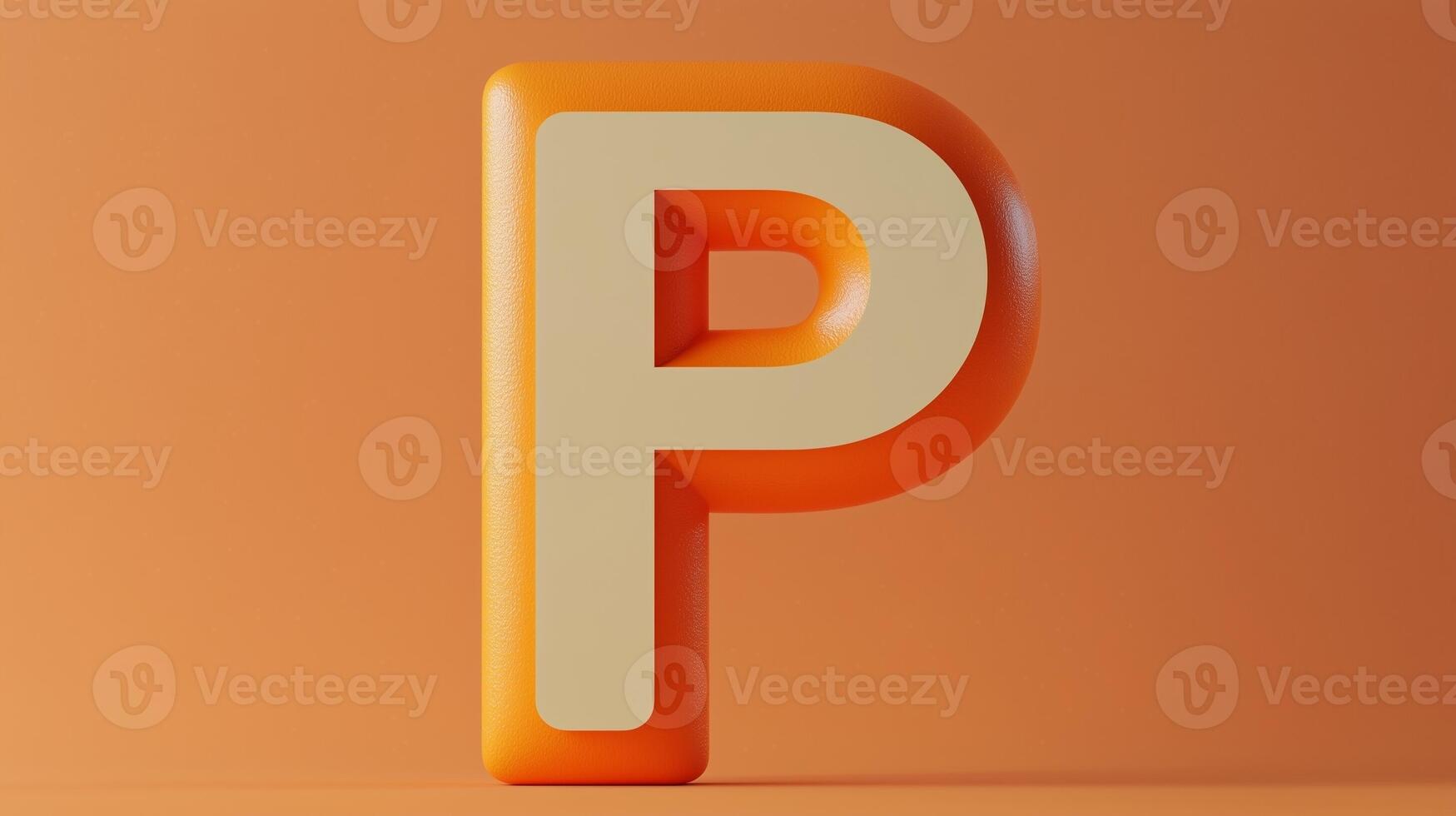 Letter P font orange frame uppercase for children toy learning on solid background photo