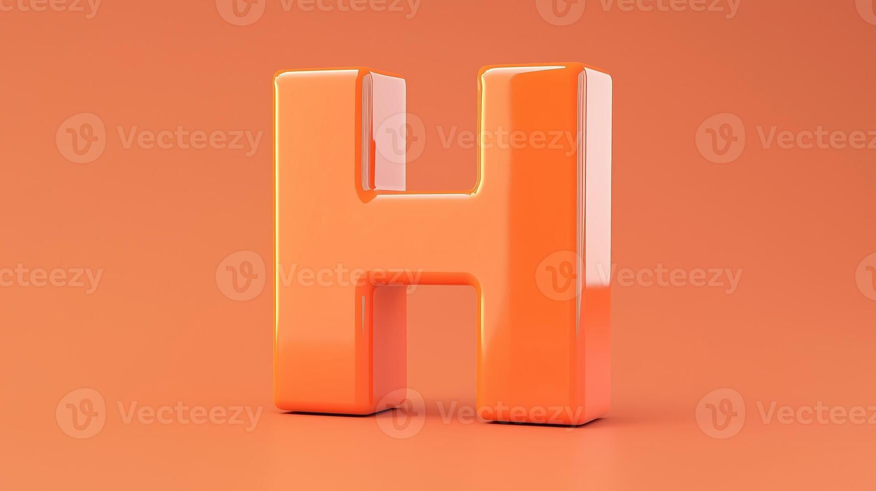 Letter H font orange frame uppercase for children toy learning on solid background photo