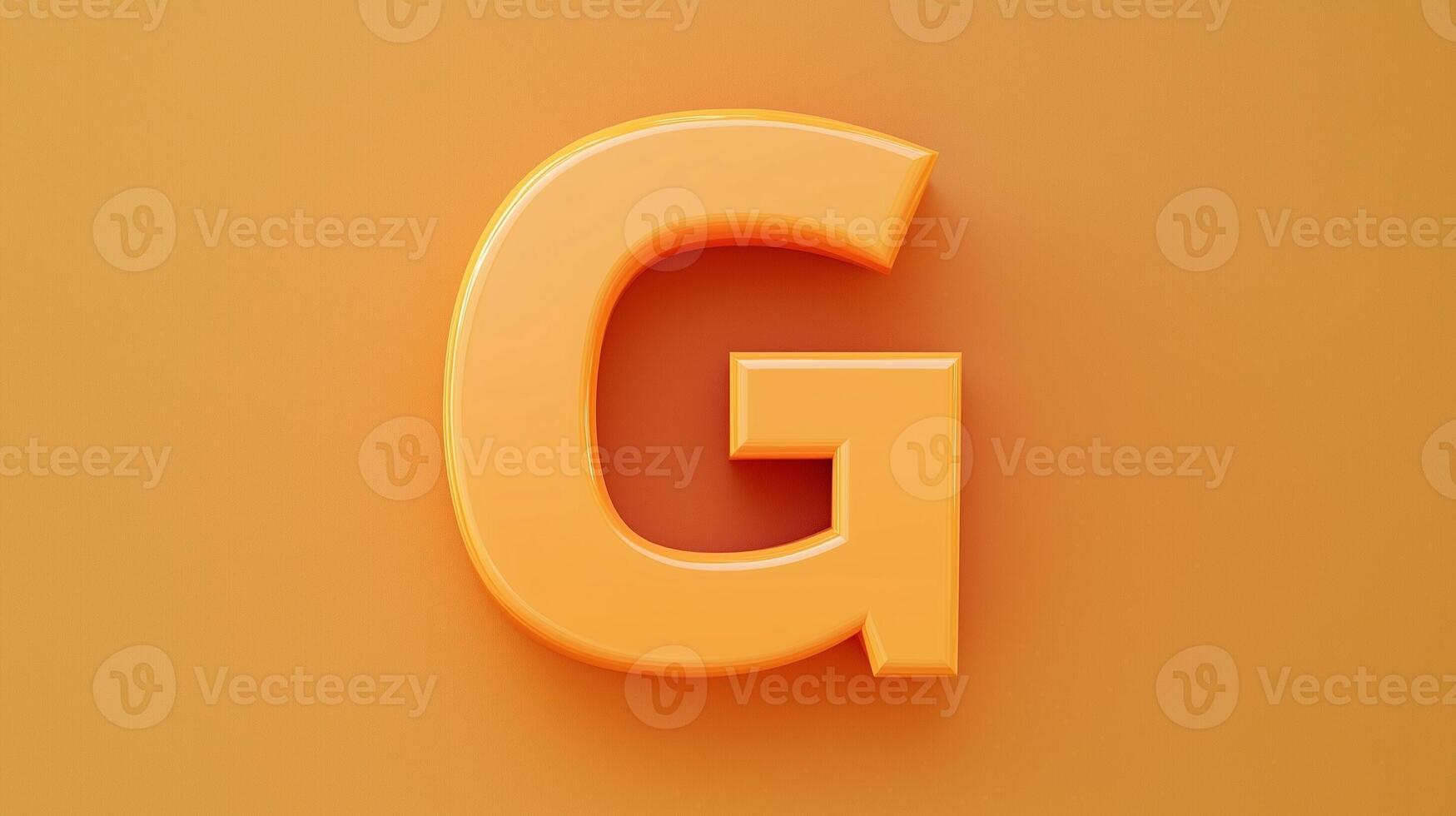 Letter G font orange frame uppercase for children toy learning with game play on solid background photo