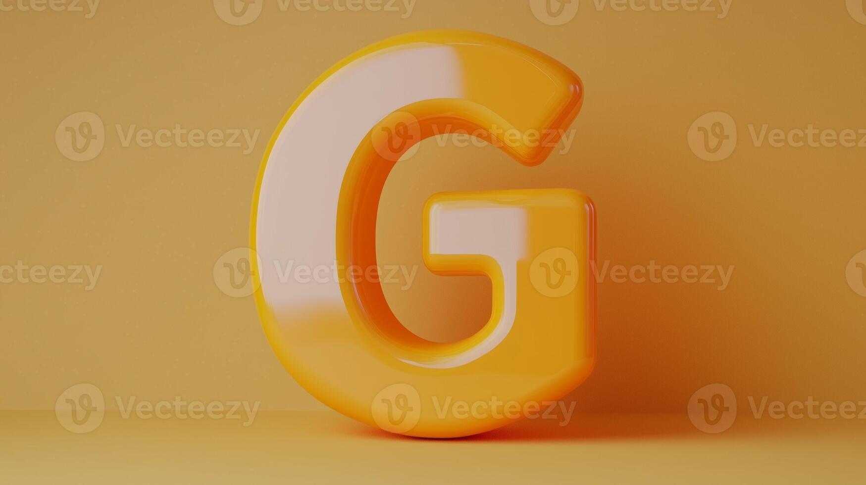 Letter G font orange frame uppercase for children toy learning with game play on solid background photo