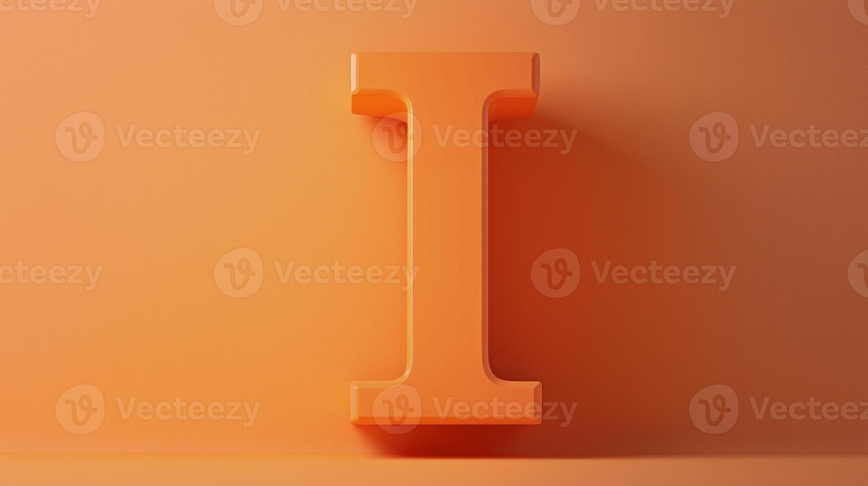 Letter I font orange frame uppercase for children toy learning on solid background photo