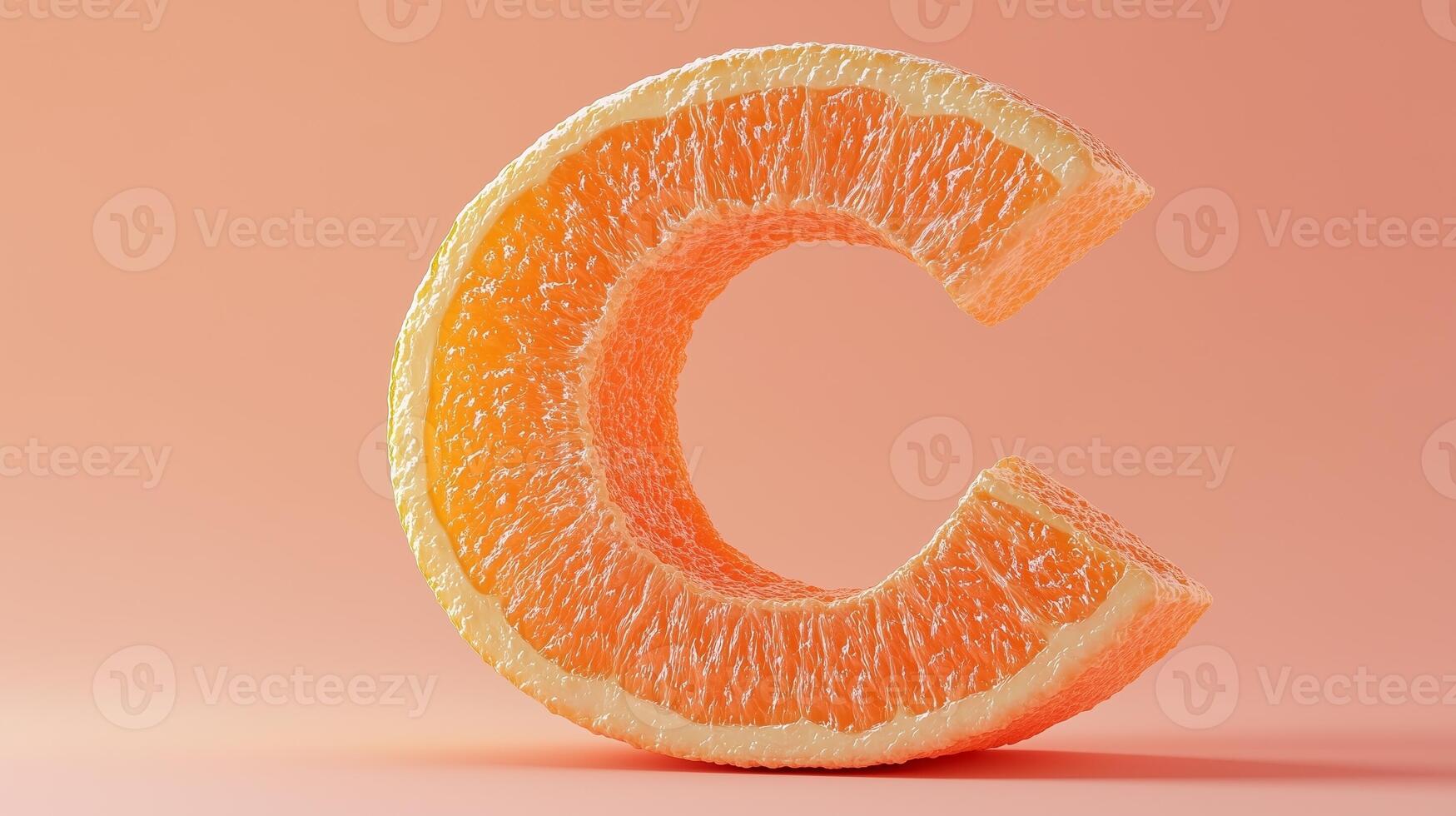 Letter C font orange frame uppercase for children toy learning with game play on solid background photo