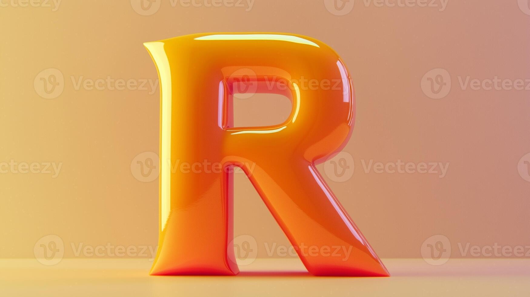 Letter R font orange frame uppercase for children toy learning on solid background photo