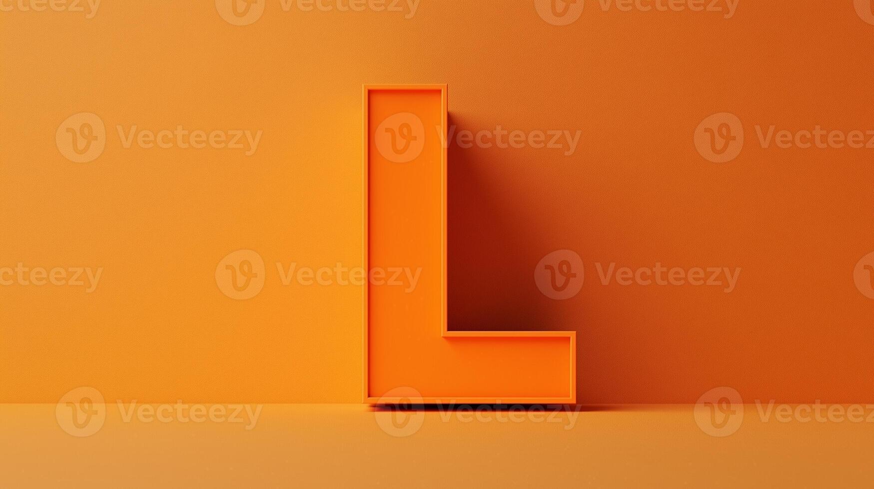 Letter L font orange frame uppercase for children toy learning on solid background photo