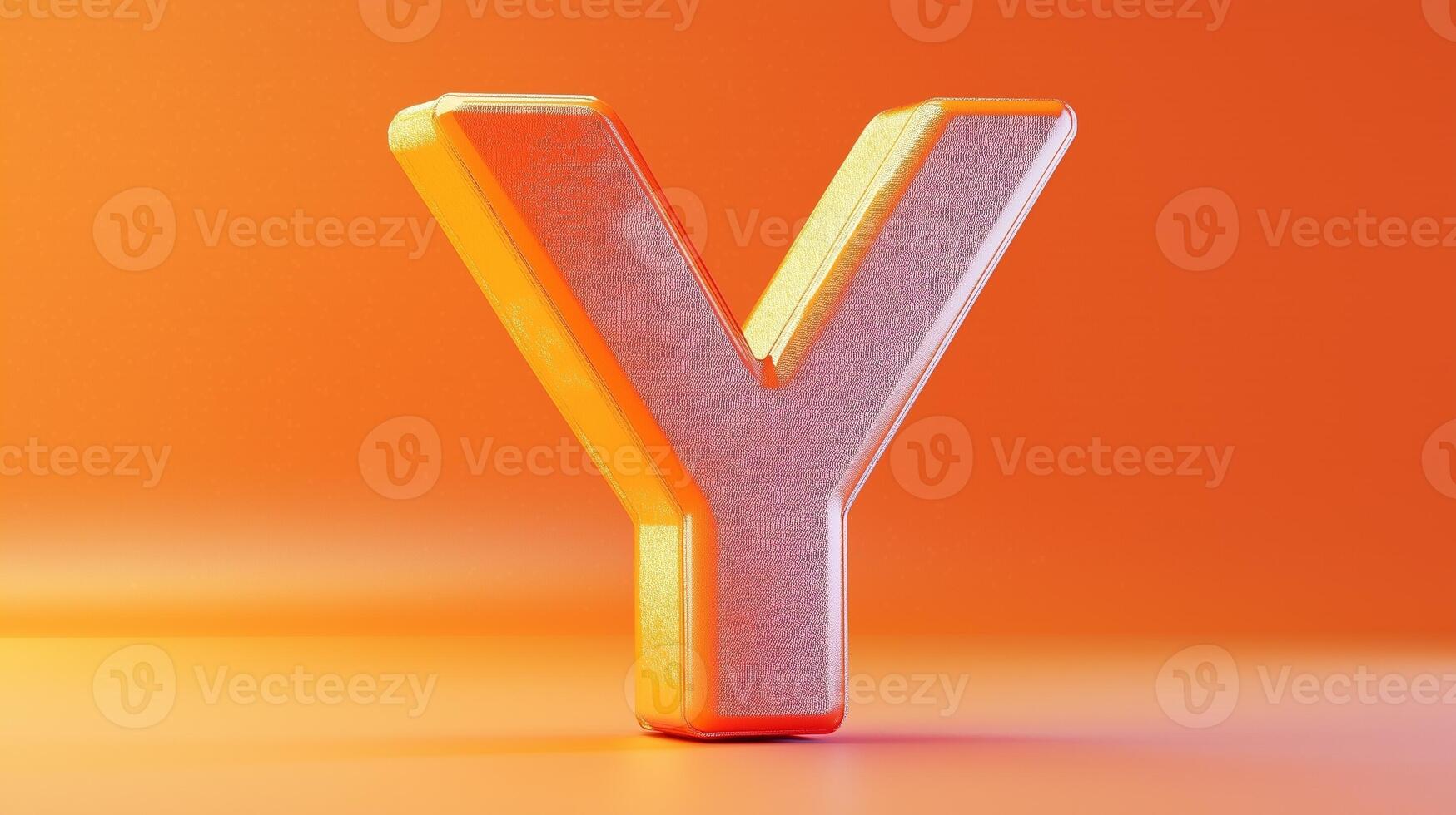 Letter Y font orange frame uppercase for children toy learning on solid background photo
