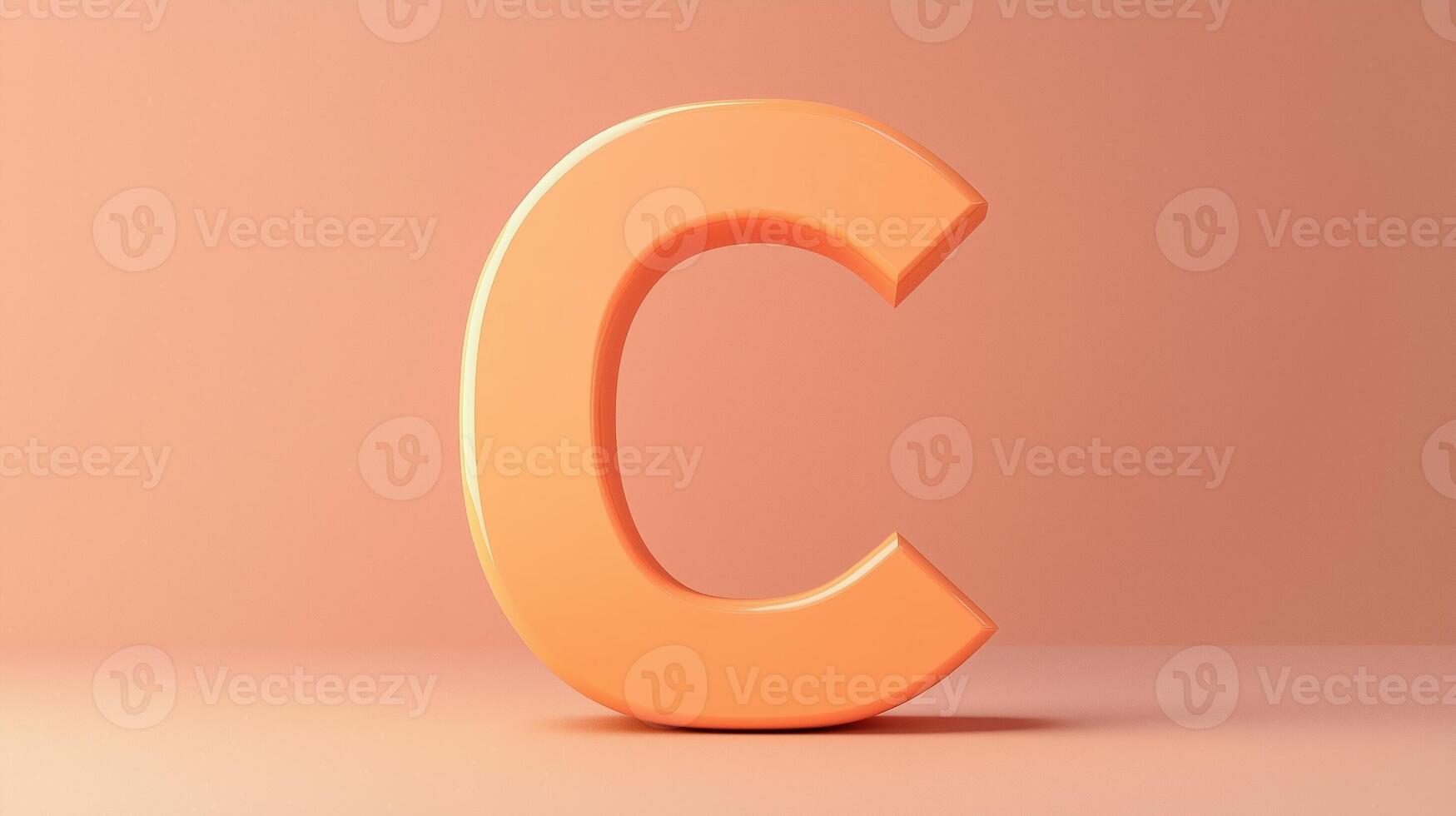 Letter C font orange frame uppercase for children toy learning with game play on solid background photo