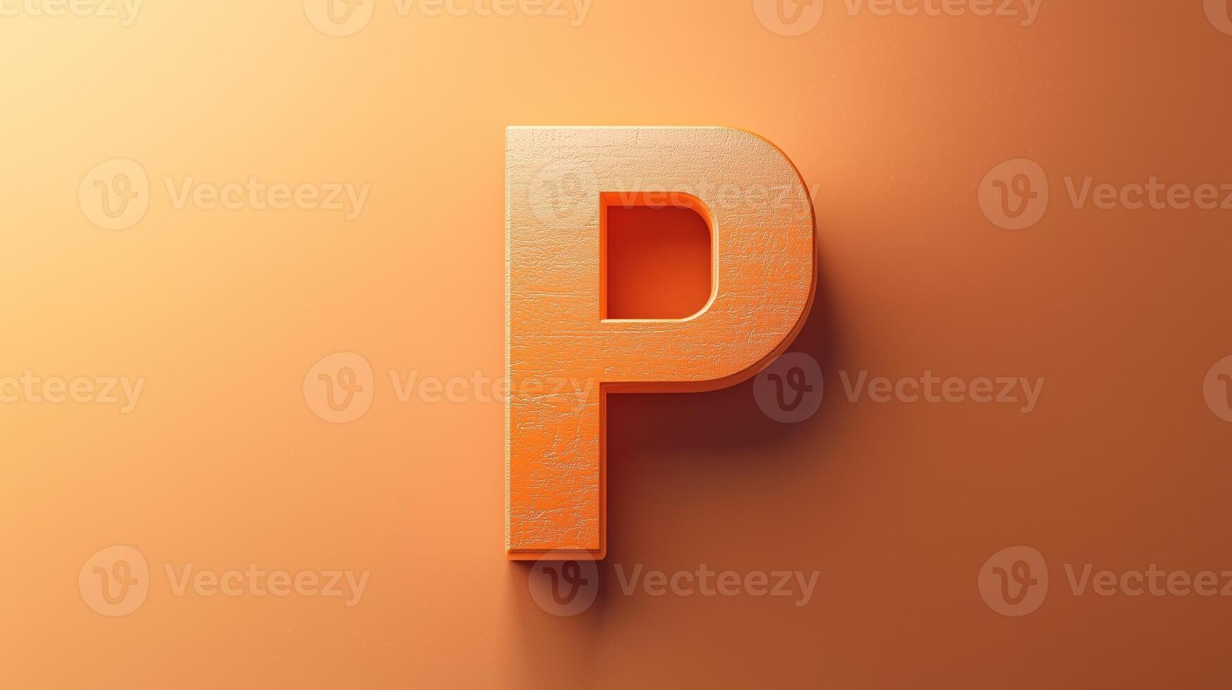 Letter P font orange frame uppercase for children toy learning on solid background photo