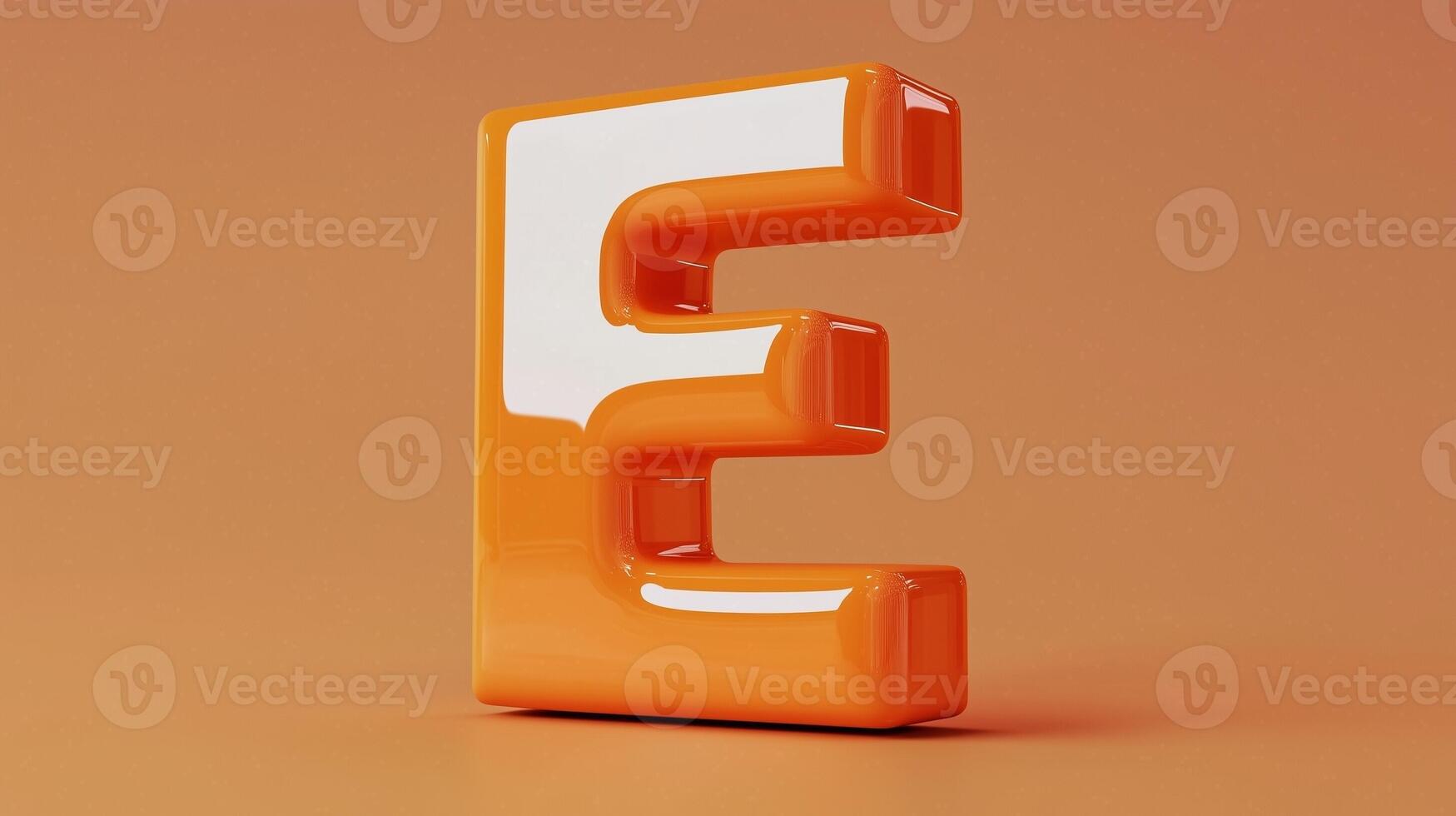 Letter E font orange frame uppercase for children toy learning with game play on solid background photo