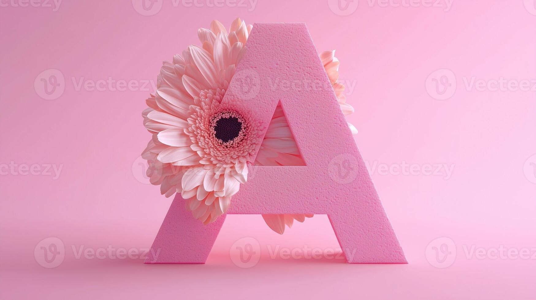 Letter A font flower frame uppercase for children toy learning with game play on solid background photo