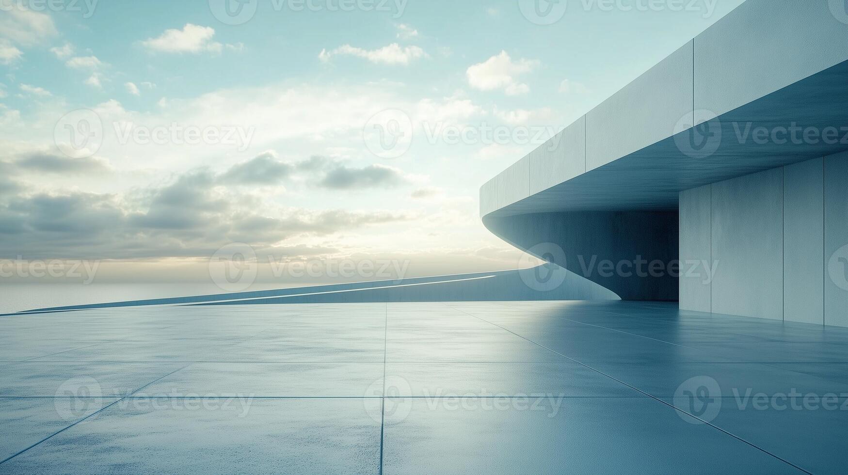 Futuristic outdoor exterior architect white cement wall with blue sky photo