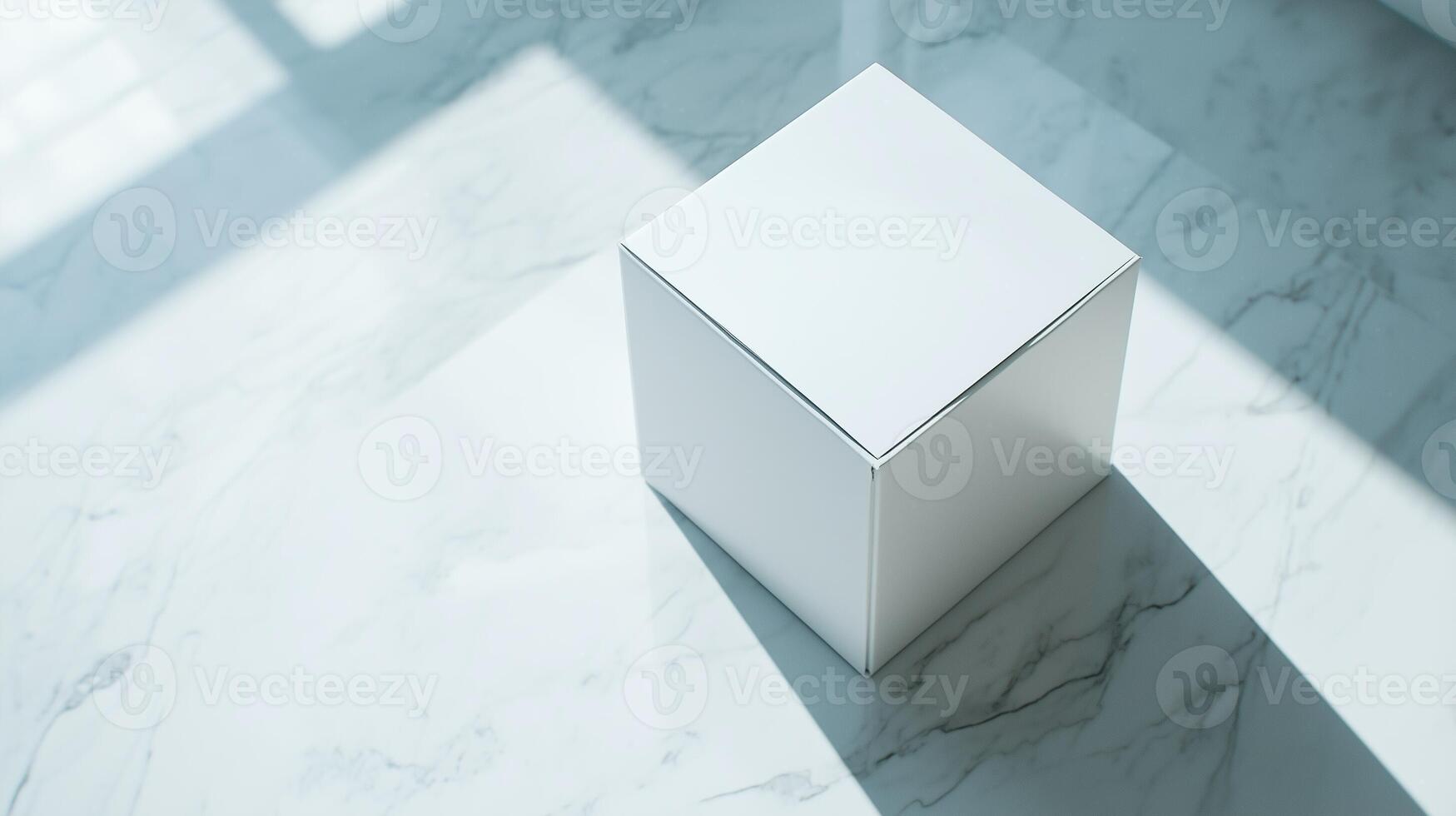 White voting box in white table with shadow sun light photo
