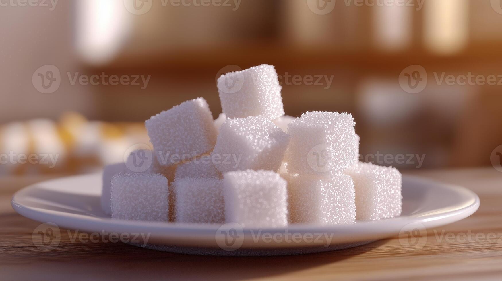 Sugar cube stack sweetener for cake, drink and food photo