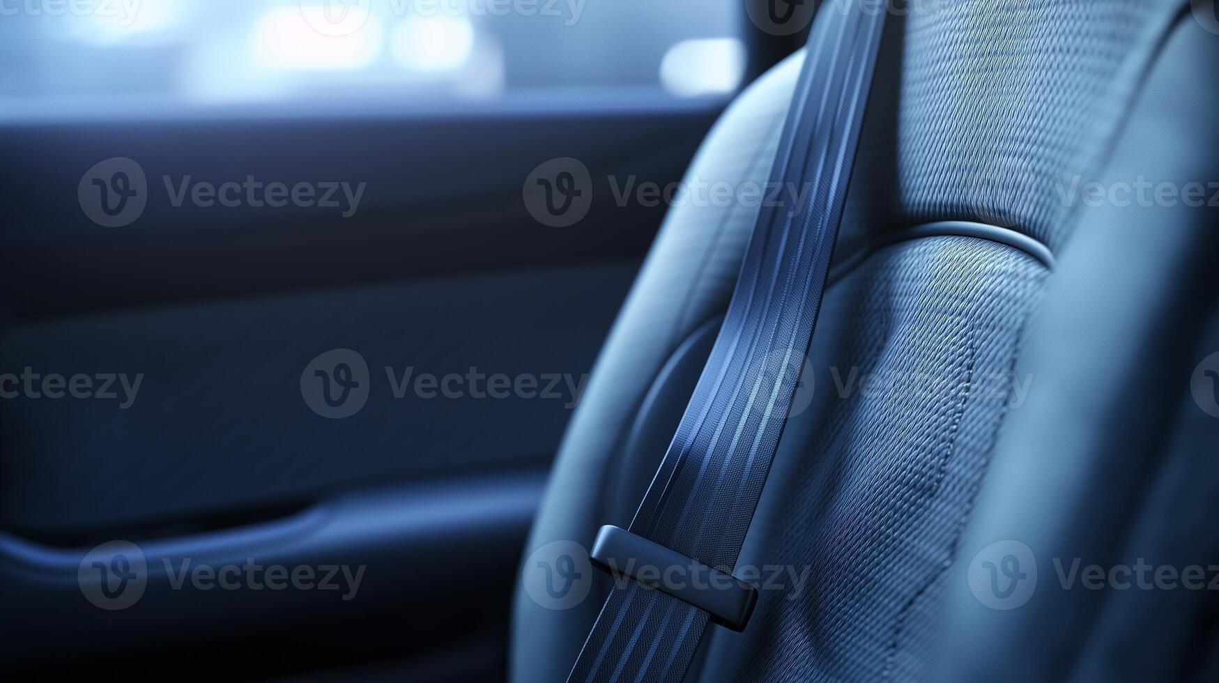 Black seat belt on car for safety travel protection when driving photo