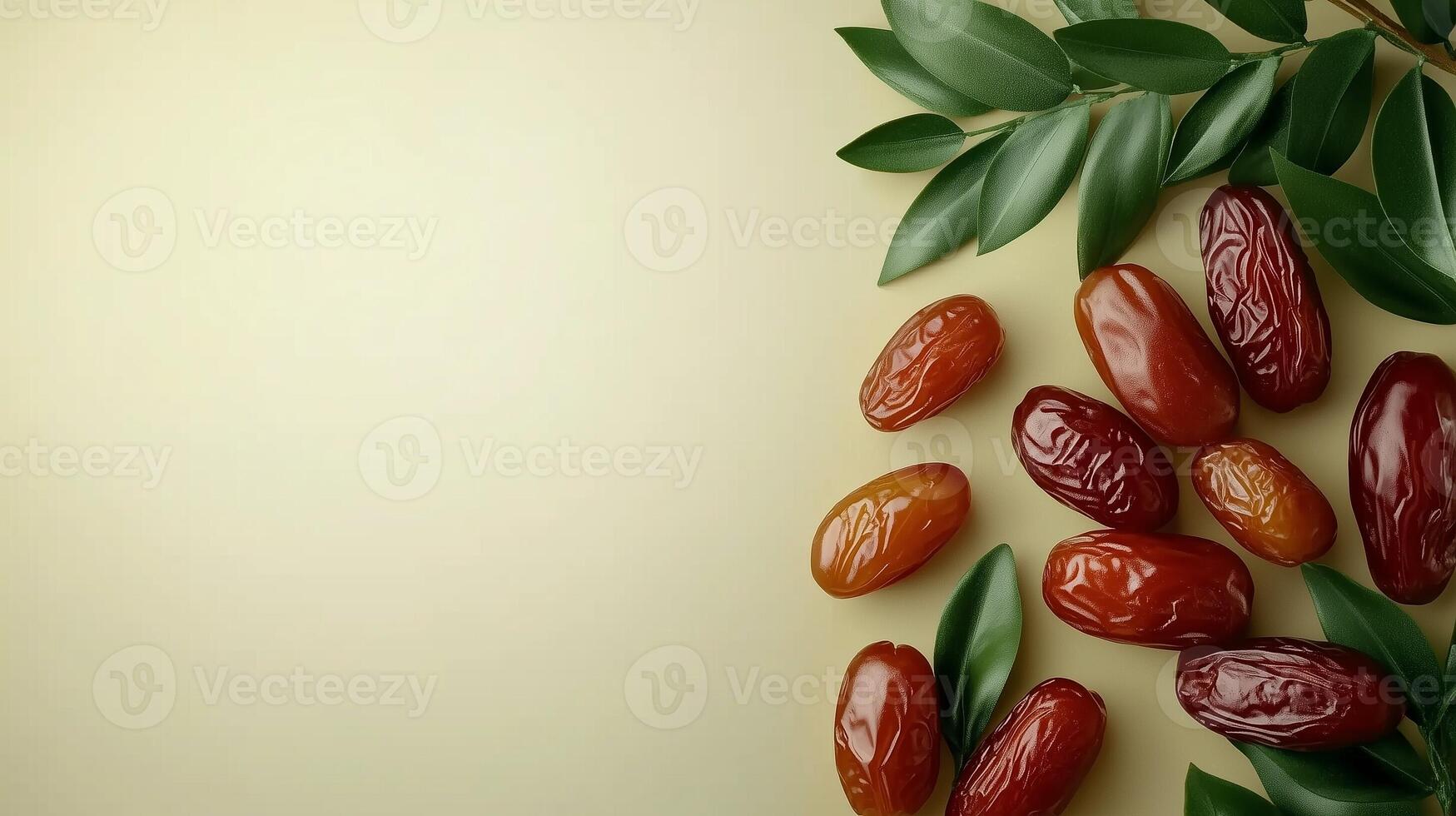 Dates fruit frame and leaves healthy real food snack copy space background photo