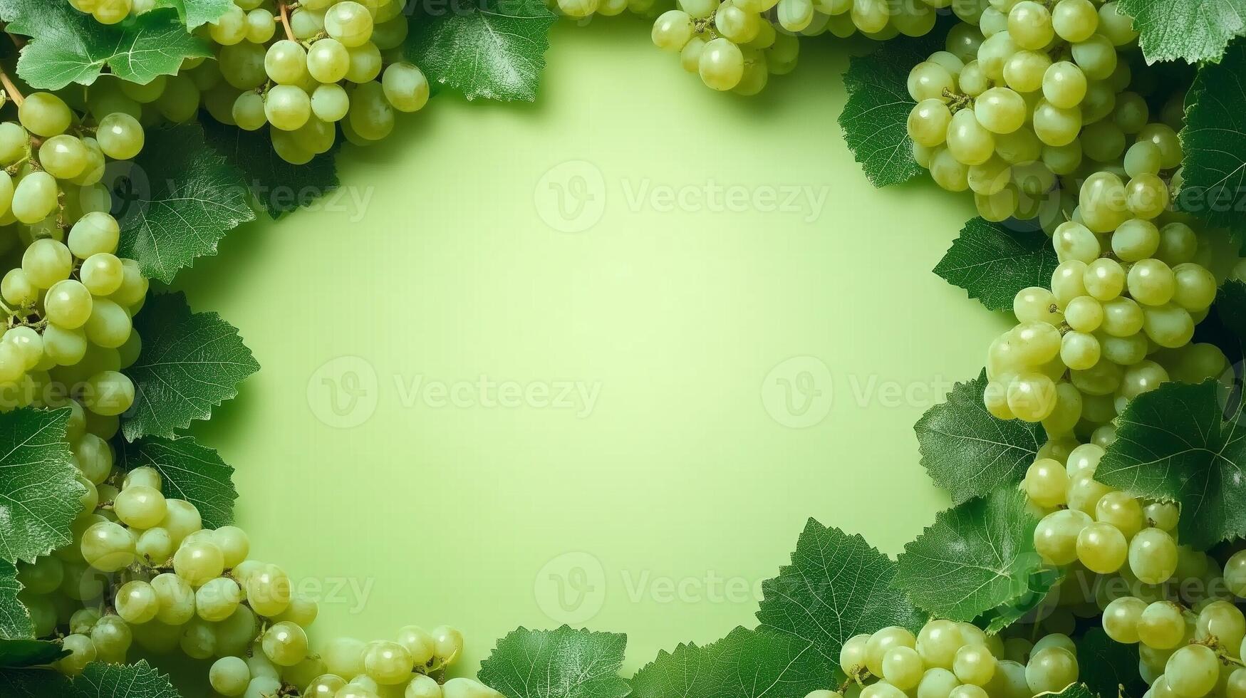 Green grape healthy organic fruit real food rounded border frame copy space photo
