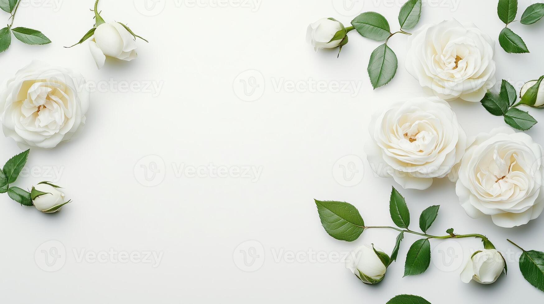 White rose flower rounded border frame pastel background photo