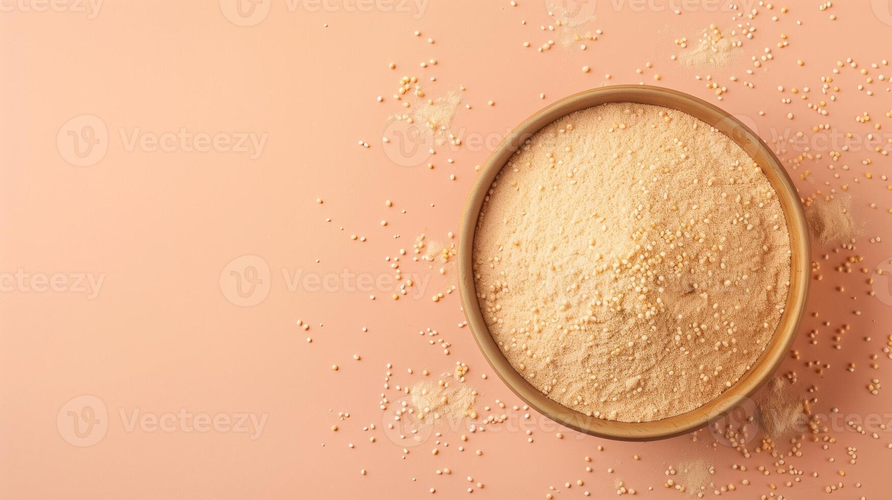 Amaranth flour gluten free on bowl for cooking or baking flat lay copy space photo