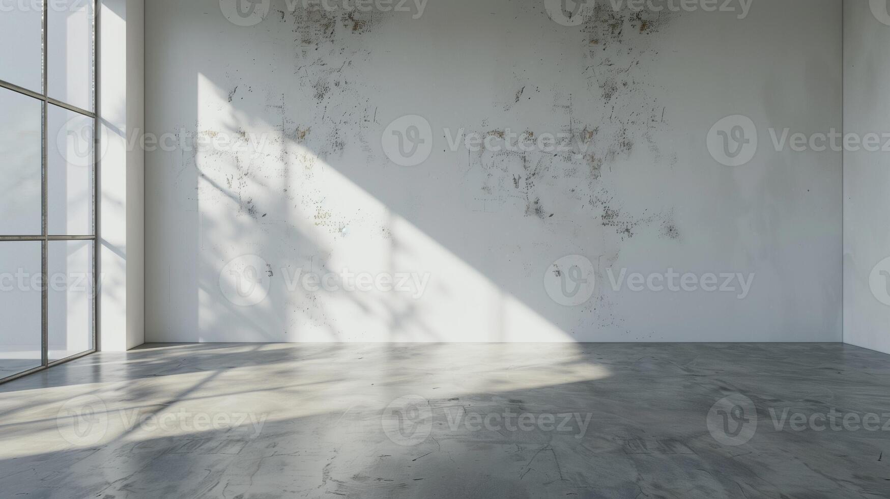 White blank wall in empty room with shadow light from window photo