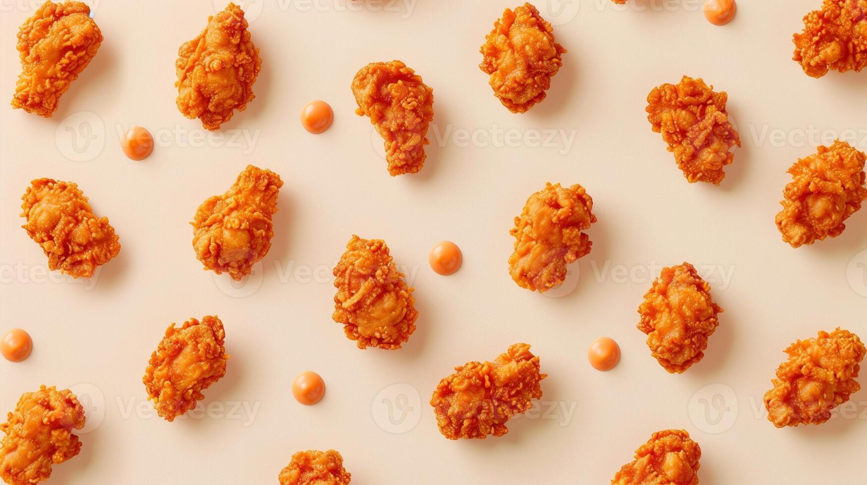 Chicken fried crunchy simple food seamless pattern photo