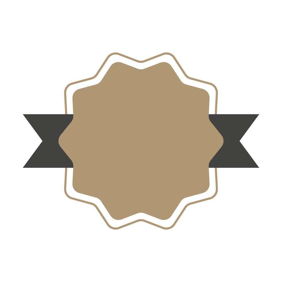Premium Quality shape badge starburst icon sticker, sunburst of banner and label on white background with dark gray ribbon. Element design for diploma, certificate, attestation vector
