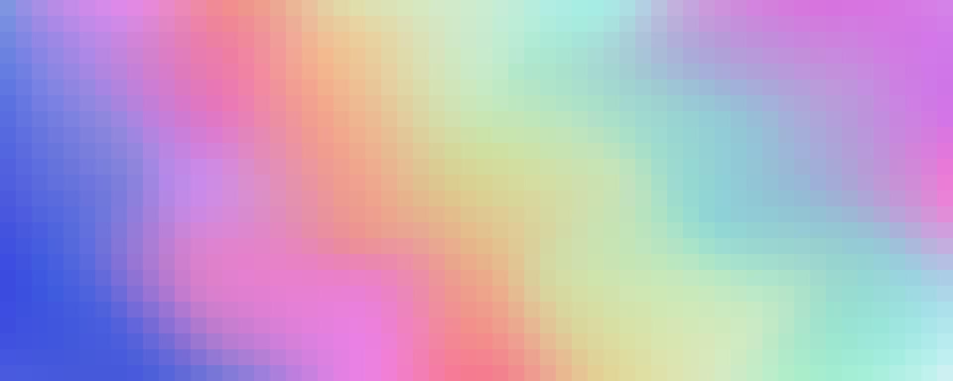 Pixel square rainbow pattern. Abstract gradient mosaic background. Grid texture. Color geometric seamless holographic print vector