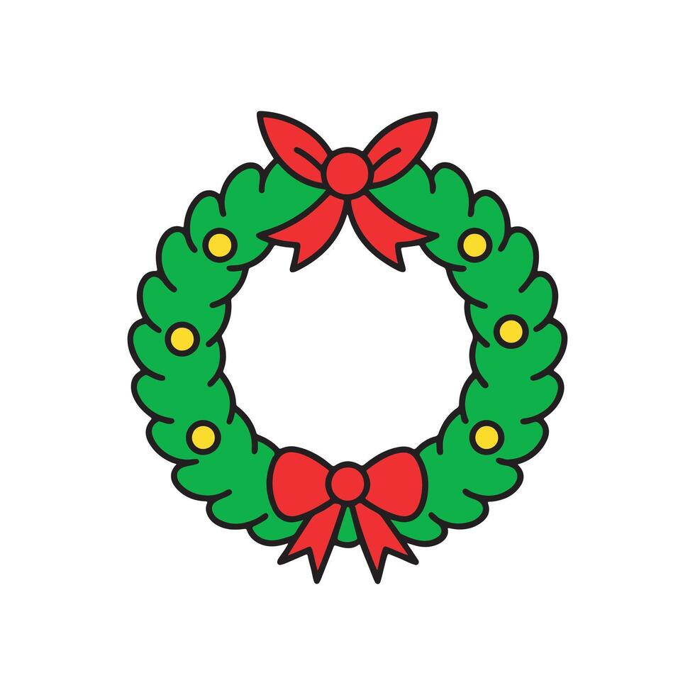 Wreath christmas with decoration icon. vector