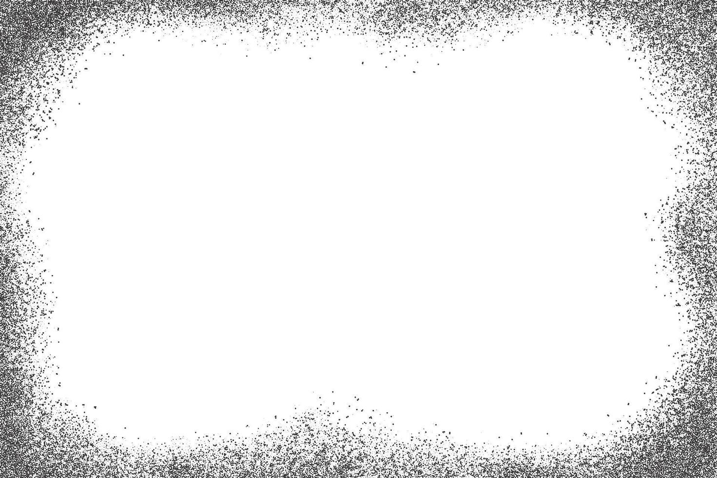 Grunge edge frame. Textured grainy border on white background. Dotted stipple abstract graphic. Rough fade sand effect. Vintage dark bg with glitter gradation vector