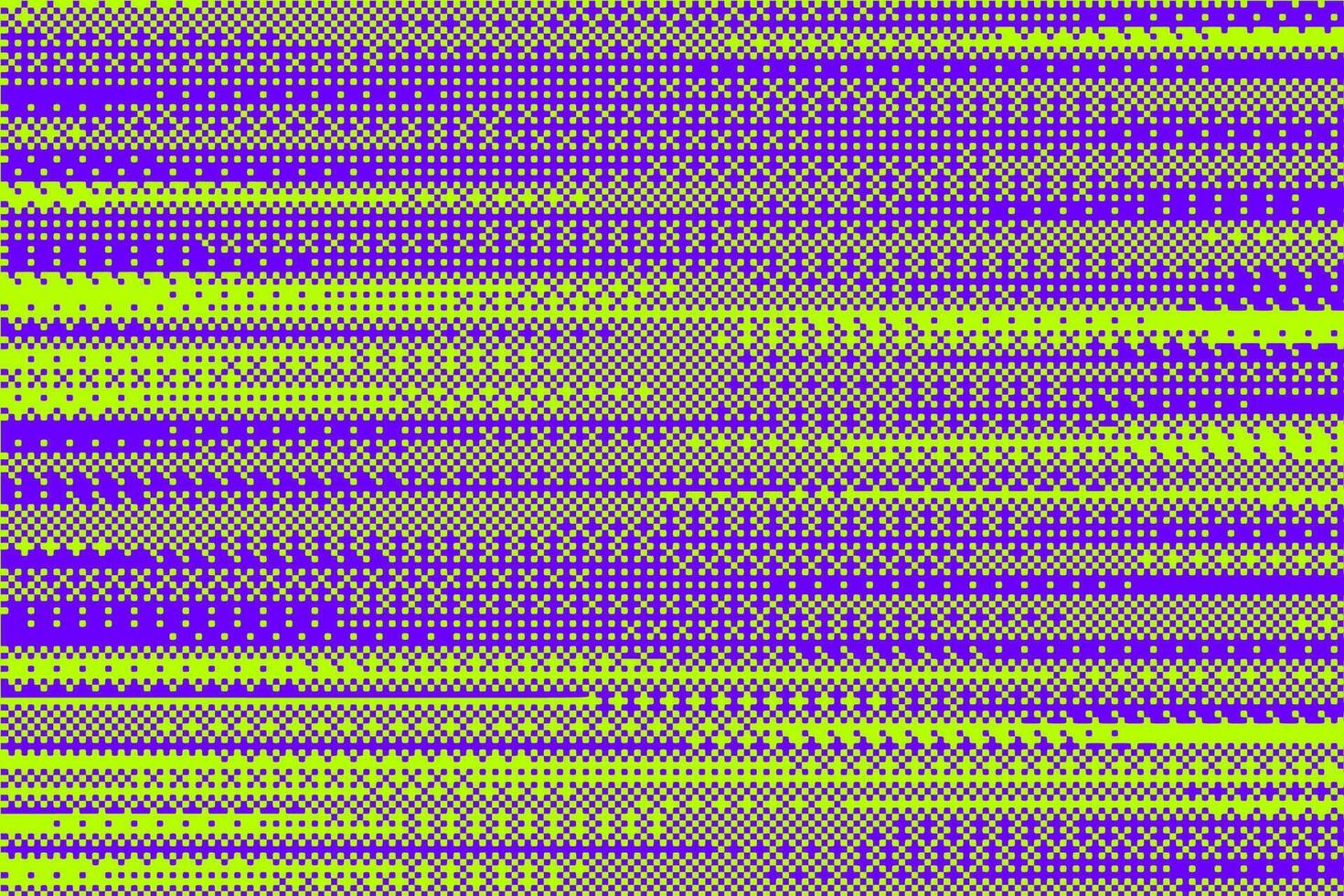 Pixel bitmap background with retro dotted pattern. Purple and green gradation abstract gradation. Noise effect dither halftone wallpaper vector
