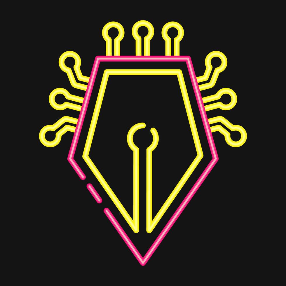 Icon ai writting. Artificial intelligence elements. Icon in neon style. vector