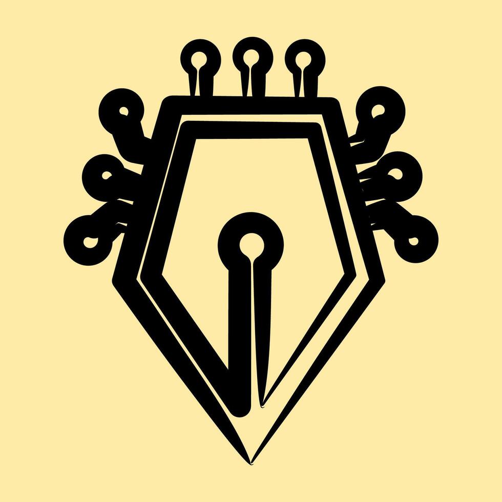 Icon ai writting. Artificial intelligence elements. Icon in hand drawn style. vector