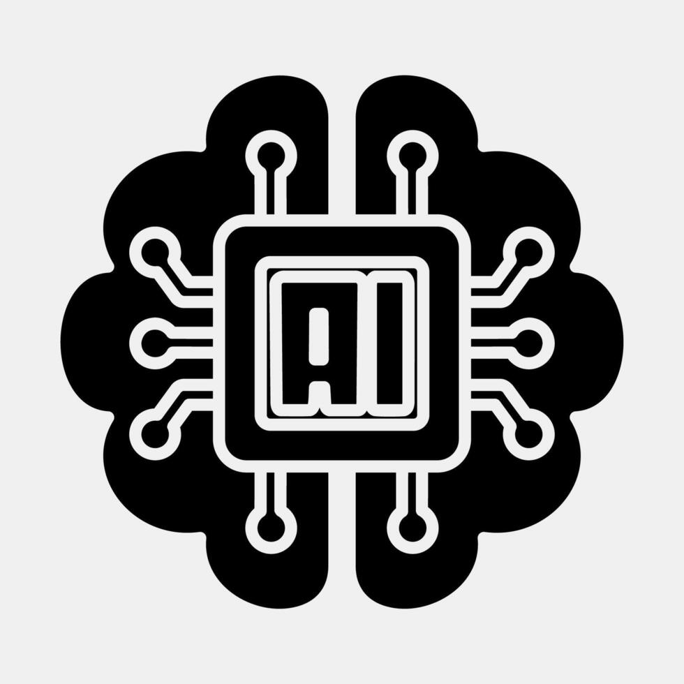 Icon embedded device. Artificial intelligence elements. Icon in glyph style. vector