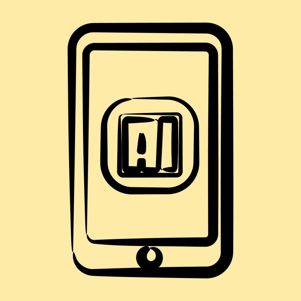 Icon ai application. Artificial intelligence elements. Icon in hand drawn style. vector