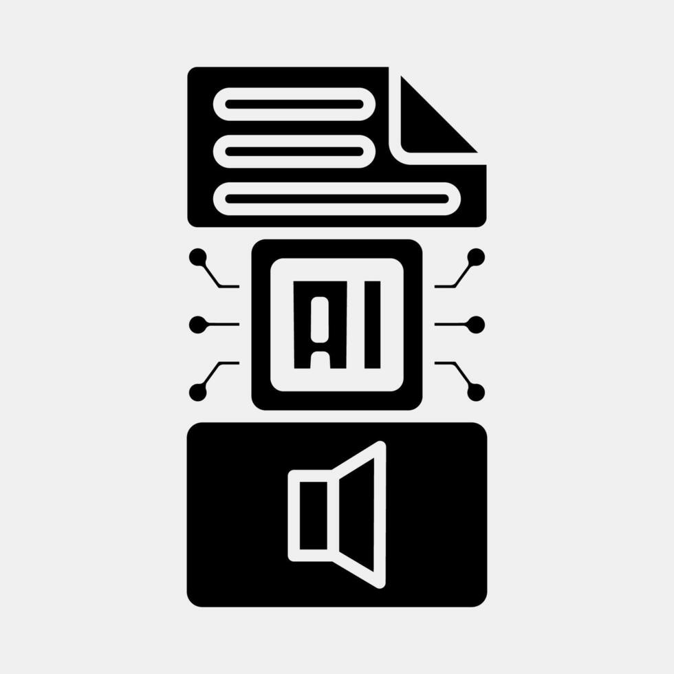 Icon text to sound. Artificial intelligence elements. Icon in glyph style. vector