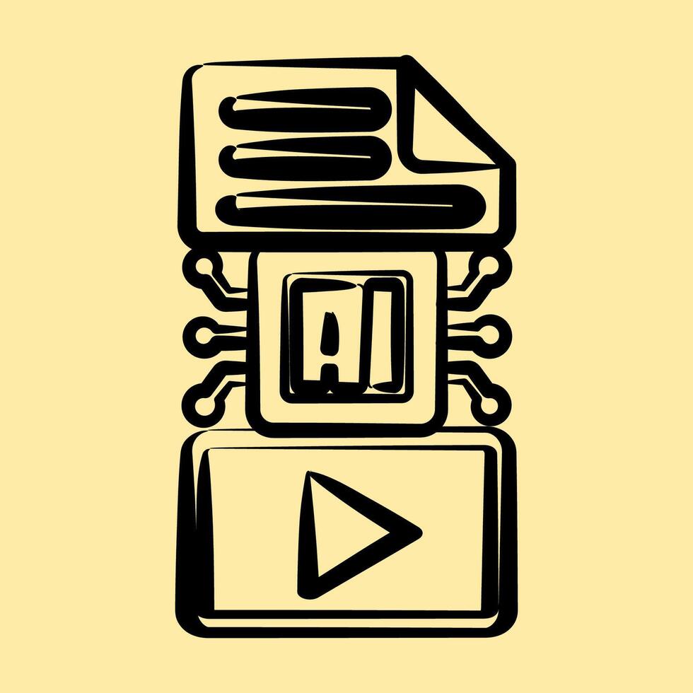 Icon text to . Artificial intelligence elements. Icon in hand drawn style. vector