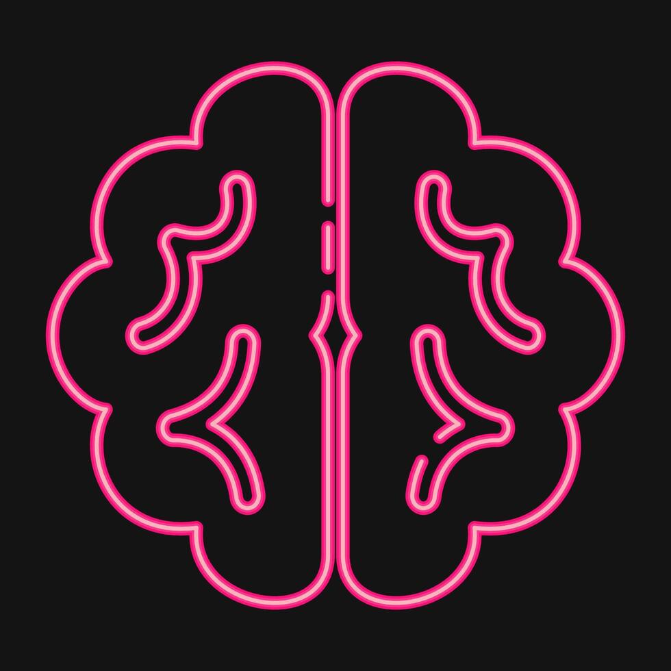 Icon brain. Artificial intelligence elements. Icon in neon style. vector
