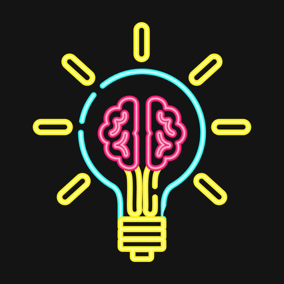 Icon idea. Artificial intelligence elements. Icon in neon style. vector