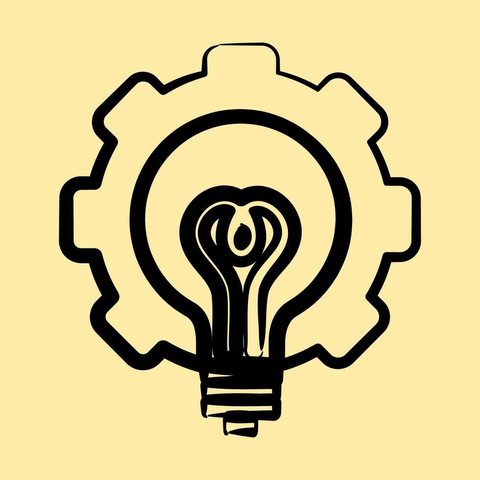 Icon brain storm. Artificial intelligence elements. Icon in hand drawn style. vector