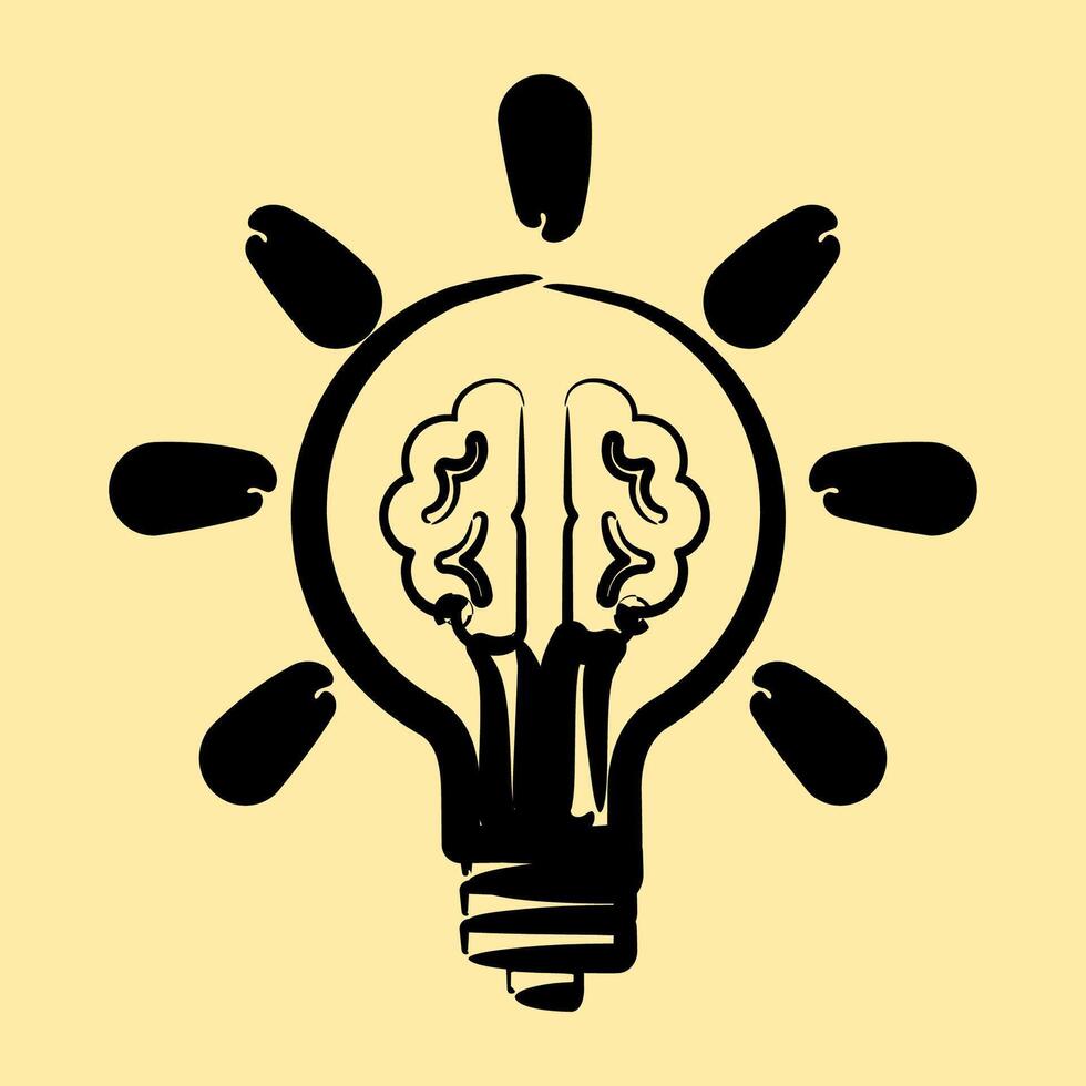 Icon idea. Artificial intelligence elements. Icon in hand drawn style. vector
