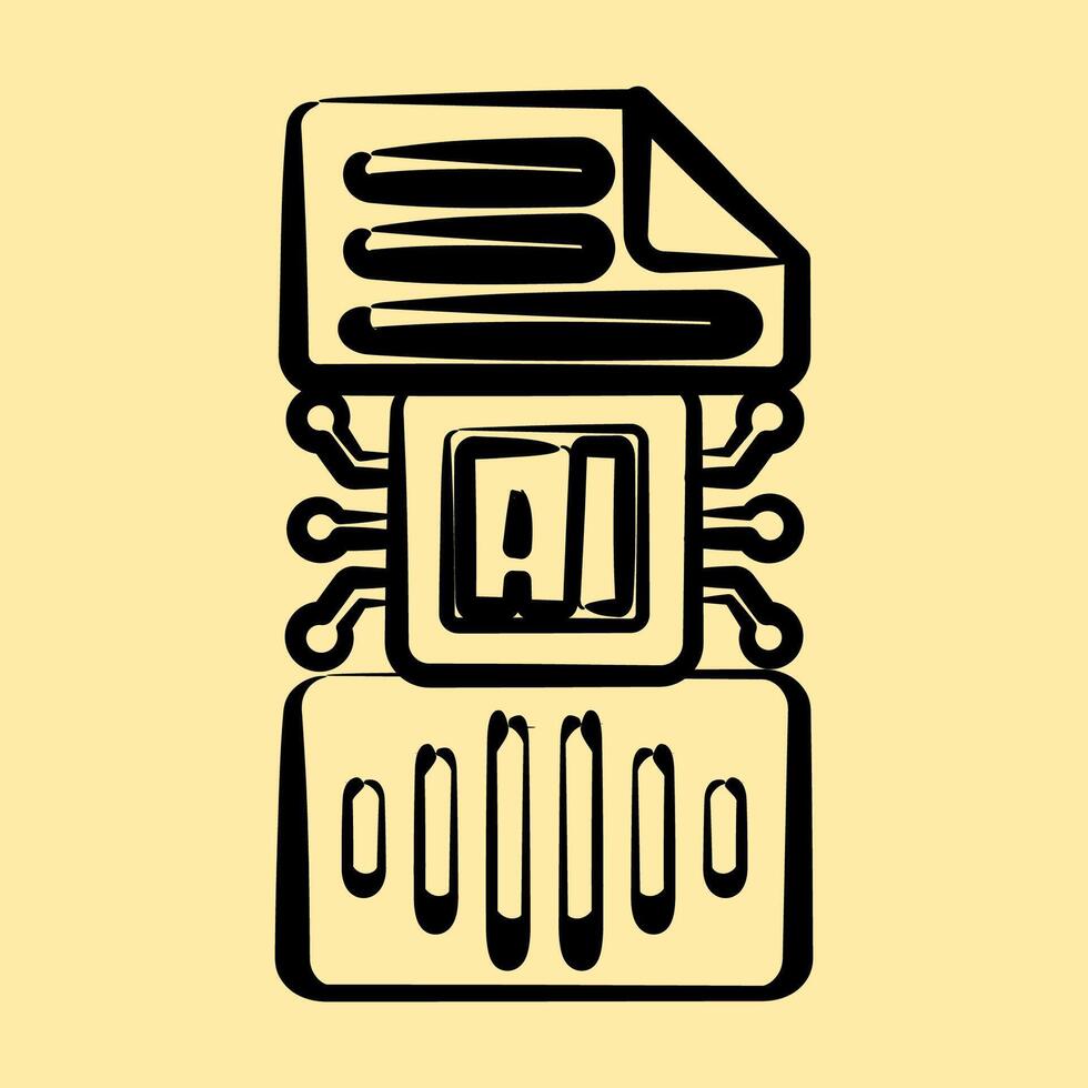 Icon speech to text. Artificial intelligence elements. Icon in hand drawn style. vector