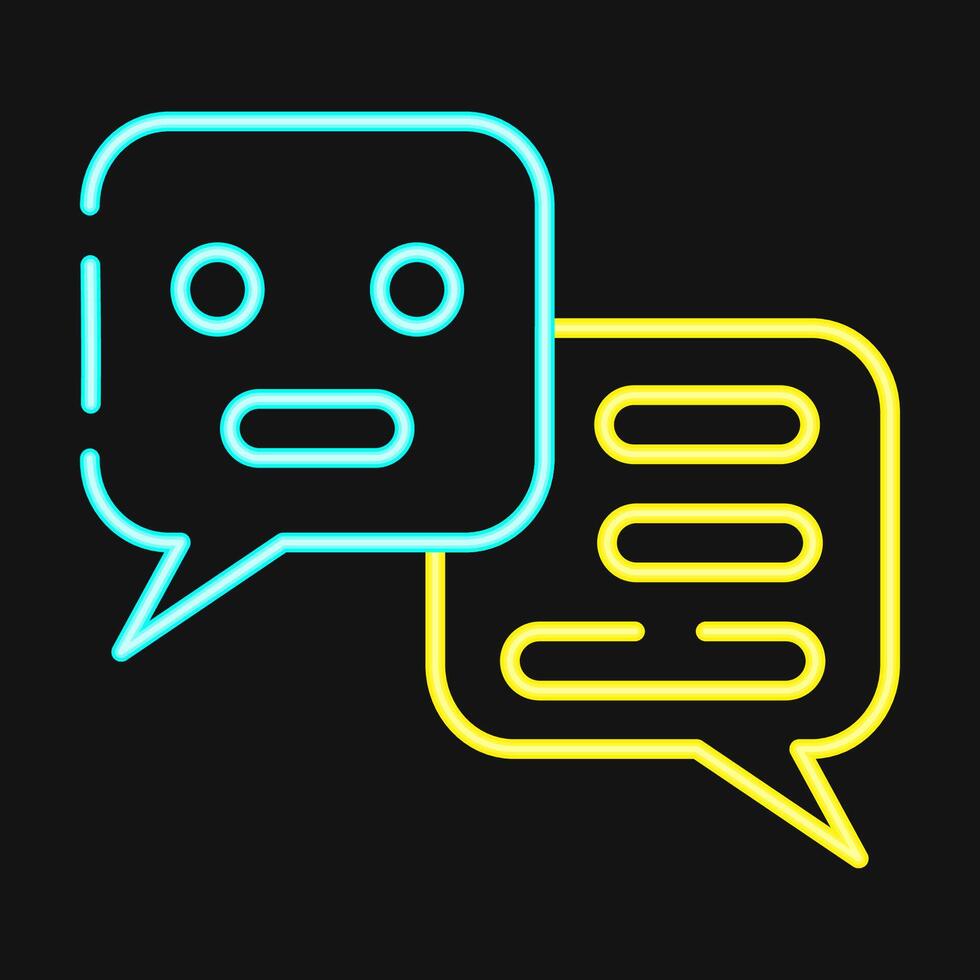 Icon chat bot. Artificial intelligence elements. Icon in neon style. vector