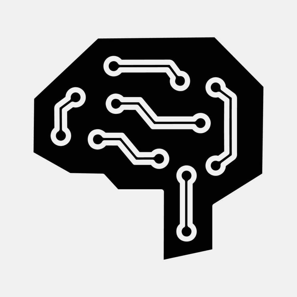 Icon digital brain. Artificial intelligence elements. Icon in glyph style. vector