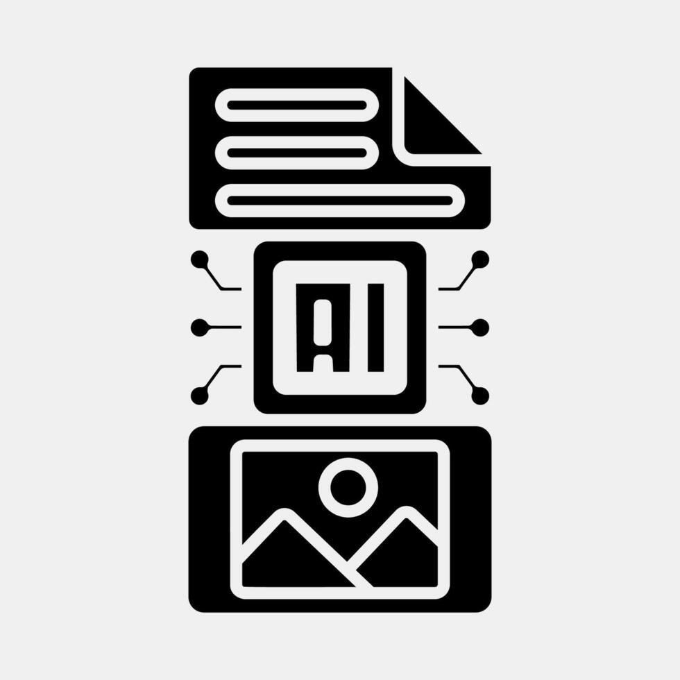 Icon text to image. Artificial intelligence elements. Icon in glyph style. vector