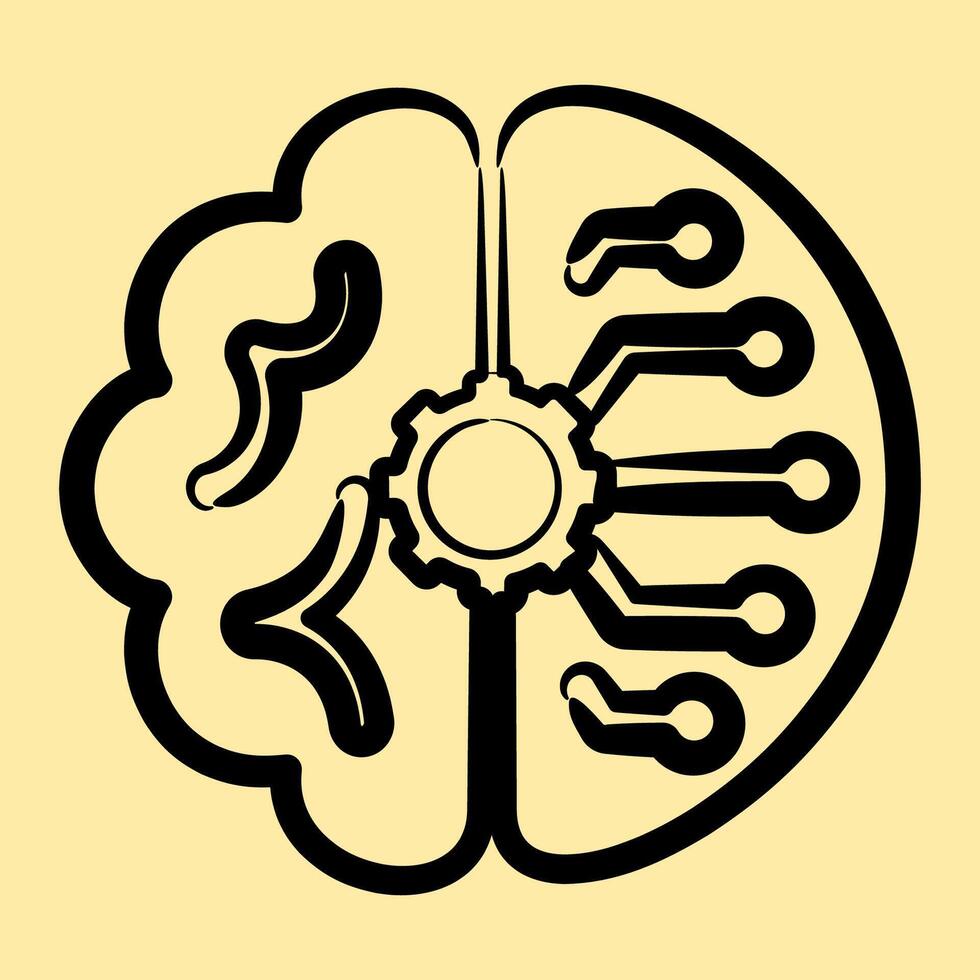 Icon artificial intelligence. Artificial intelligence elements. Icon in hand drawn style. vector