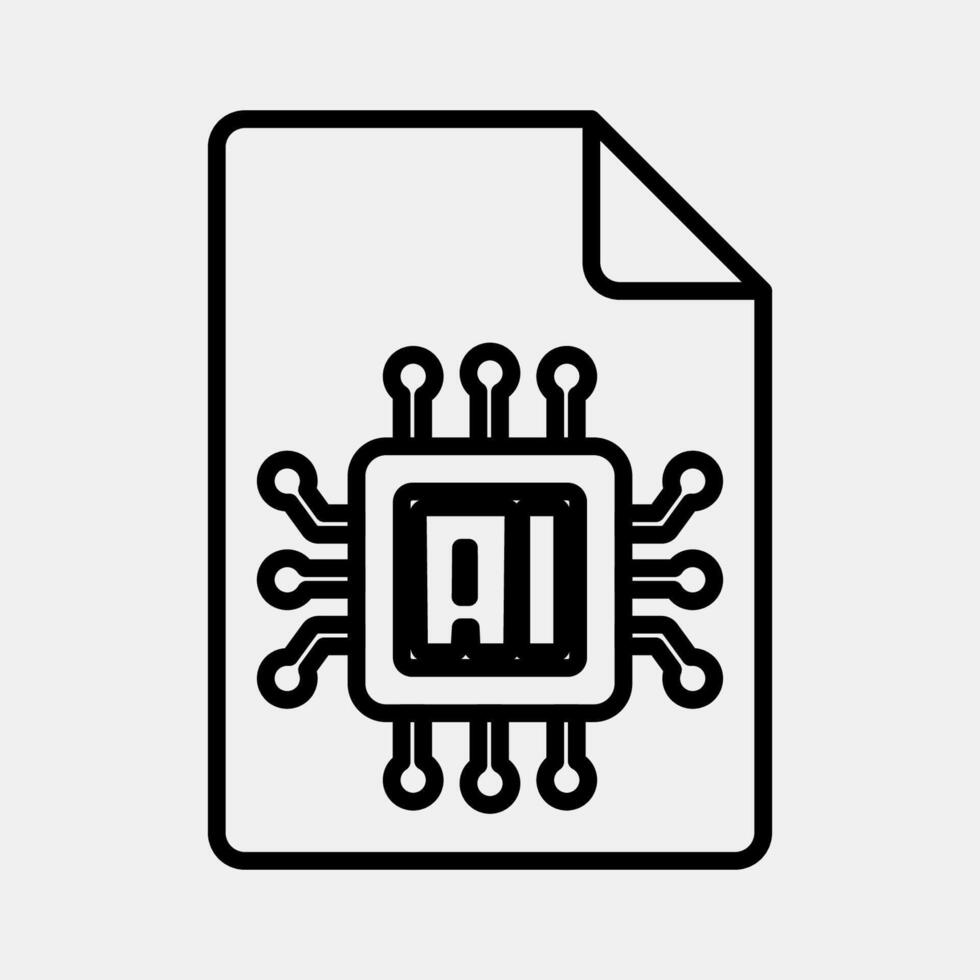 Icon ai document. Artificial intelligence elements. Icon in line style. vector