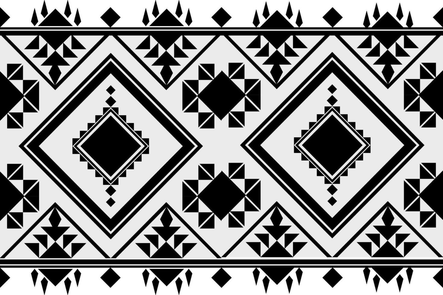 A black and white tribal pattern with geometric shapes vector