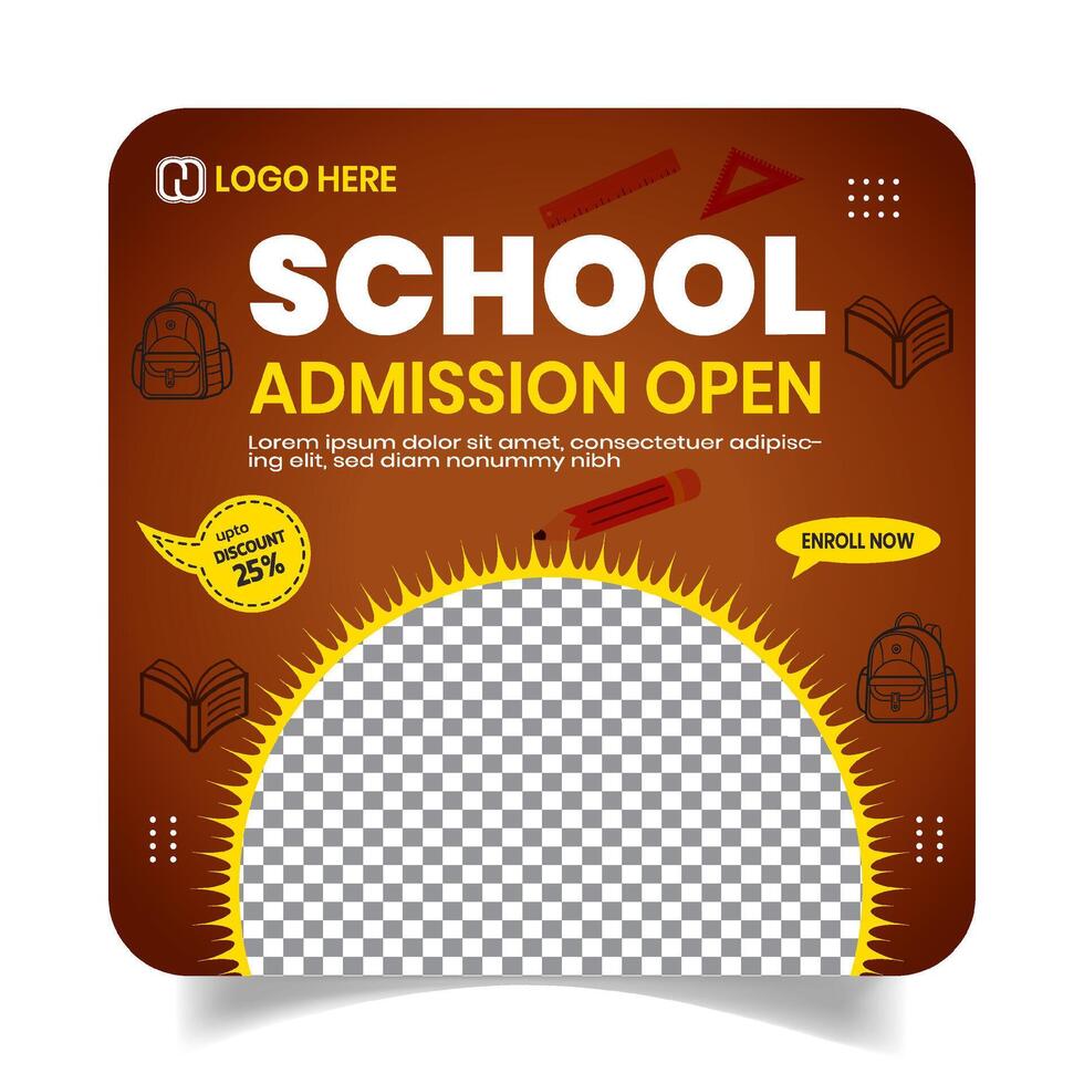 Stylus School Admission Social Media Post Design Banner vector