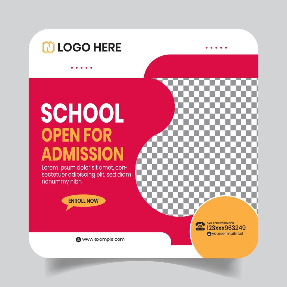 Stylus School Admission Social Media Post Design Template vector