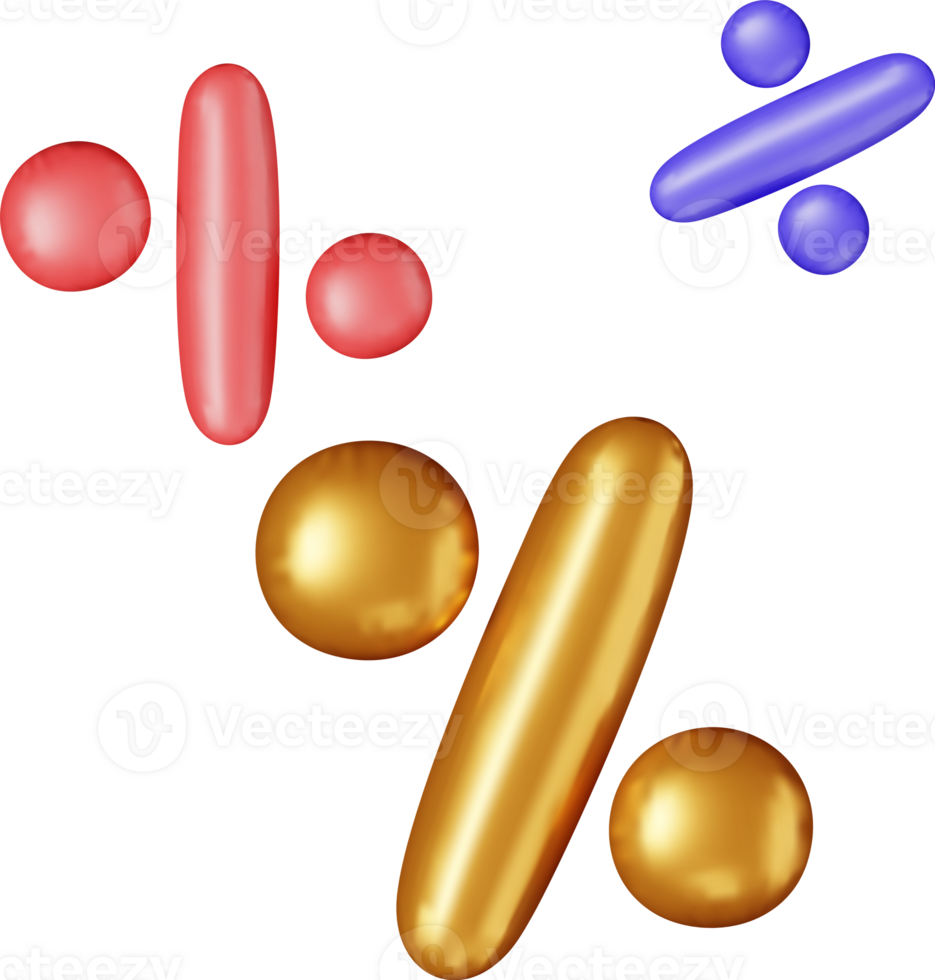 3D set of realistic percent sign balloon png