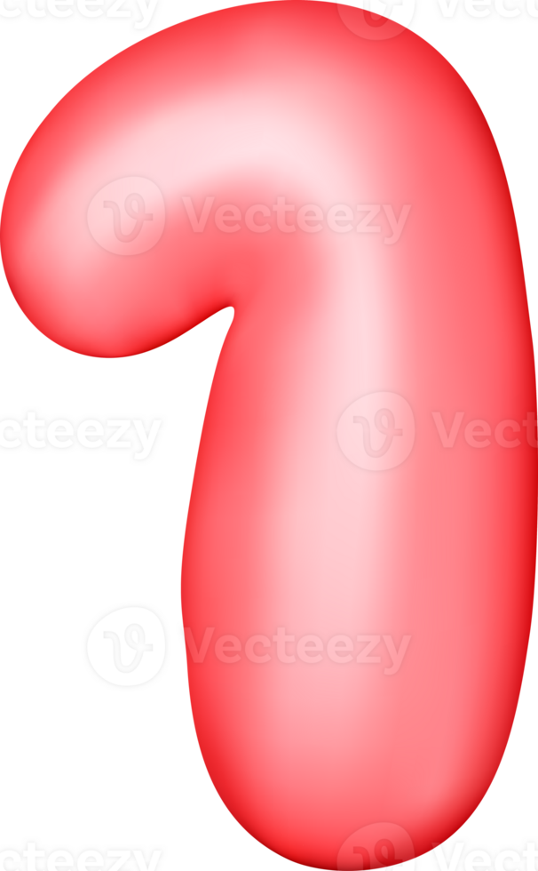 3D red balloon number one png
