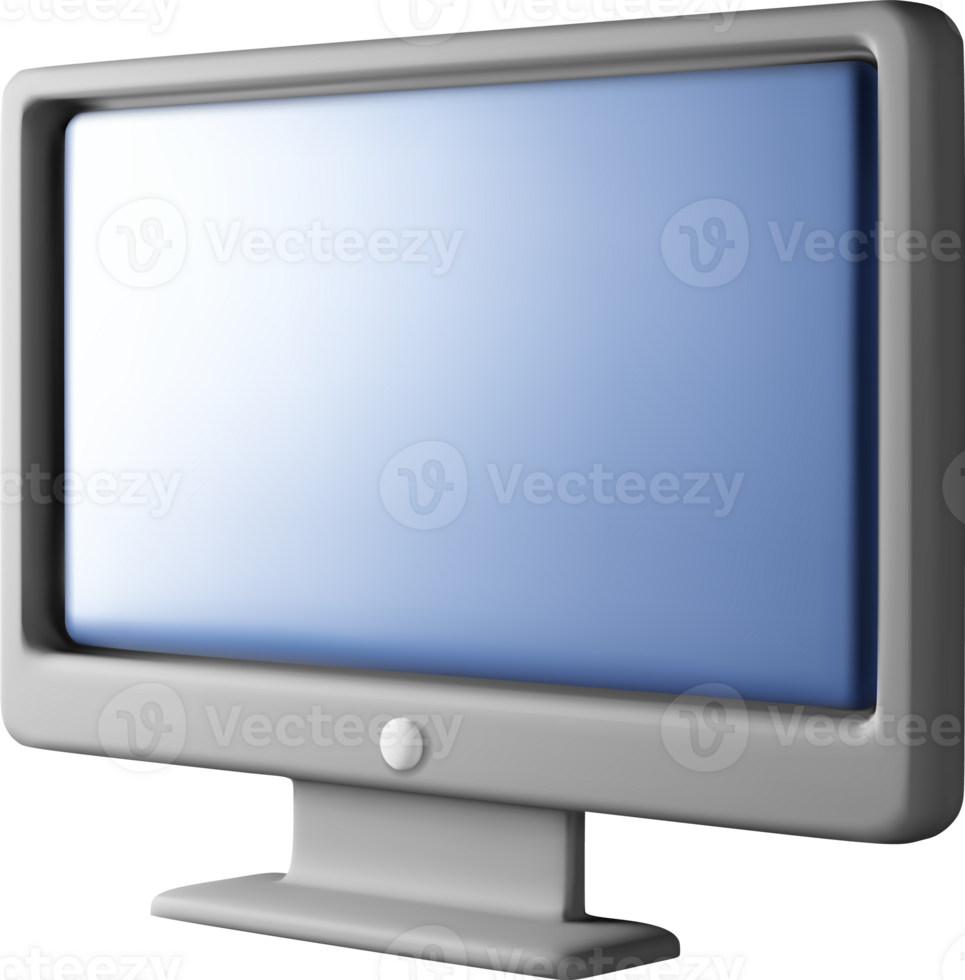3d black PC monitor with empty screen png